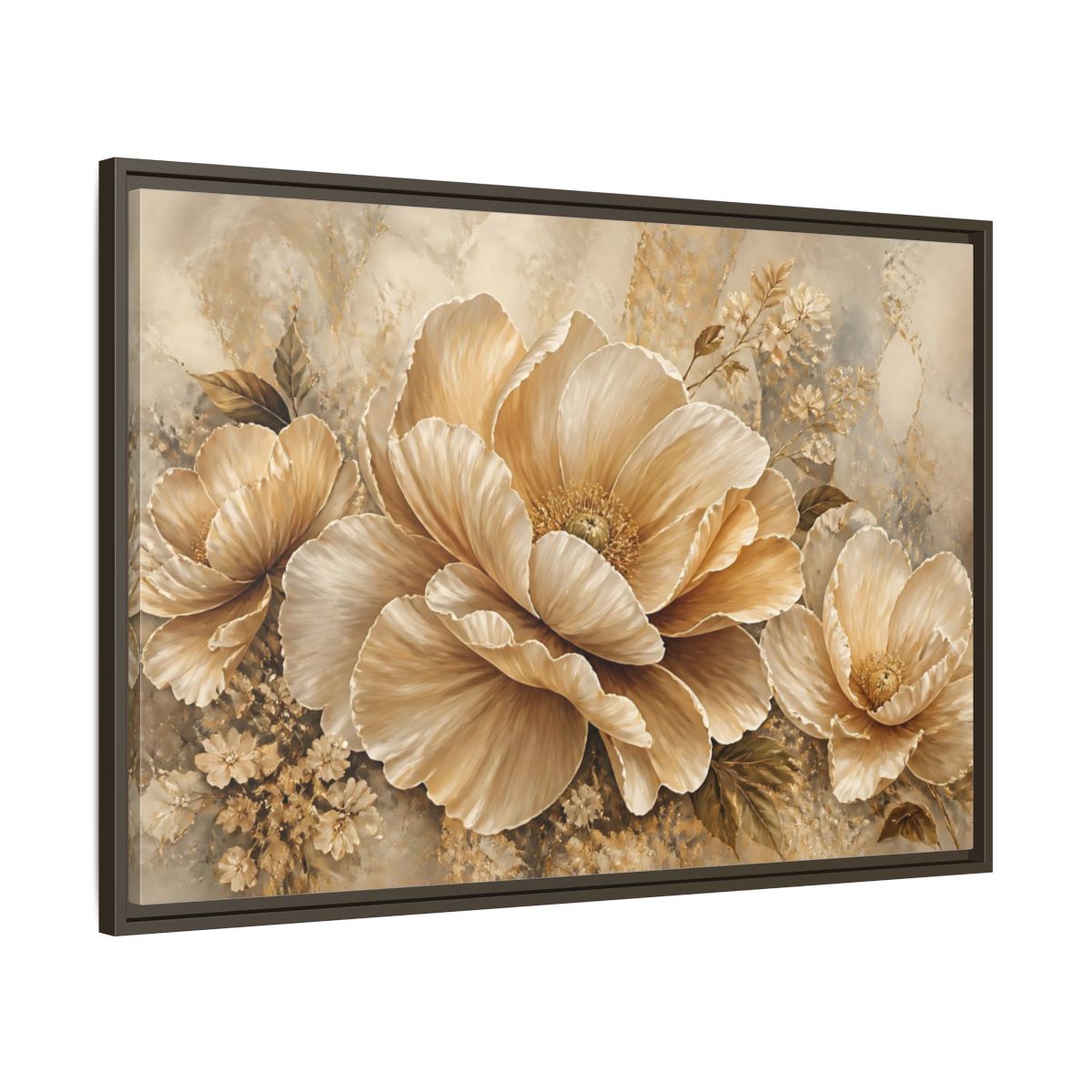 Main Mockup. Champagne Floral Elegance shown as framed canvas print