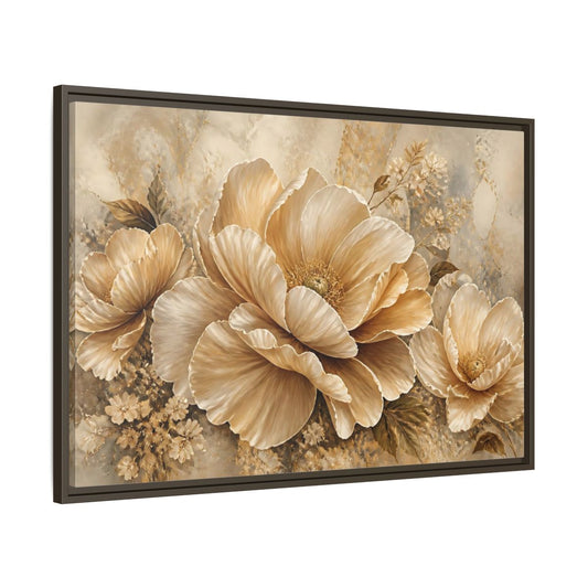 Main Mockup. Champagne Floral Elegance shown as framed canvas print