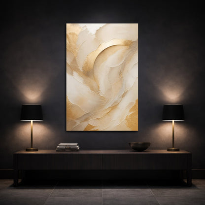 Mockup 3. Champagne Gold Abstract Arcs shown as canvas print