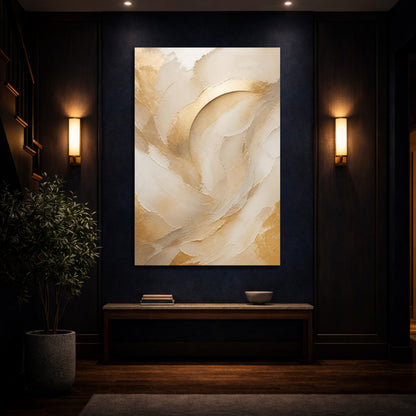 Mockup 4. Champagne Gold Abstract Arcs shown as canvas print