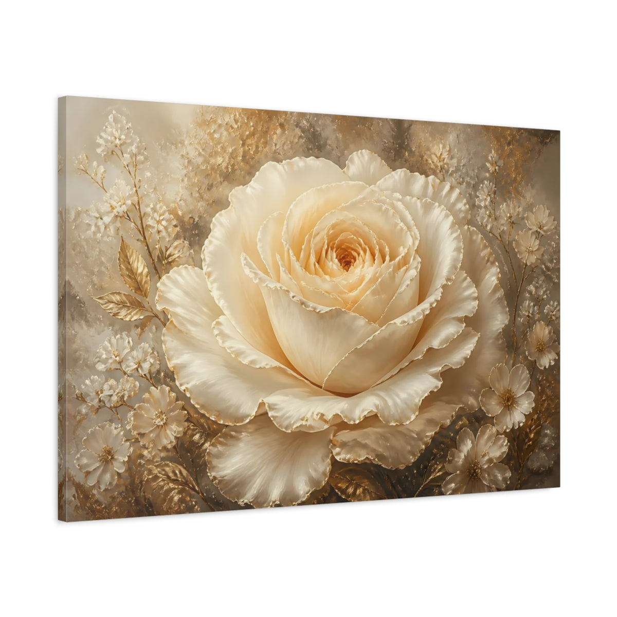 Main Mockup. Champagne Ivory Rose shown as canvas print