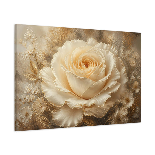Main Mockup. Champagne Ivory Rose shown as canvas print
