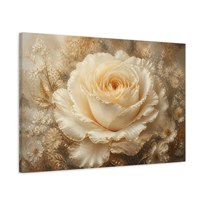 Side Mockup 2. Champagne Ivory Rose shown as canvas print