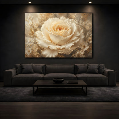 Mockup 3. Champagne Ivory Rose shown as canvas print