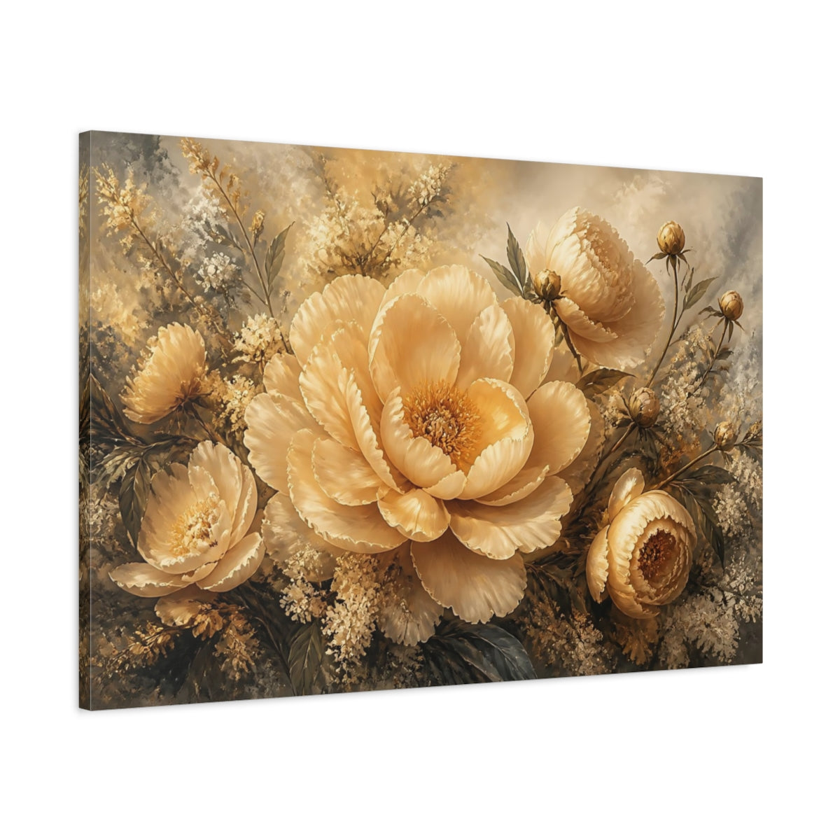 Main Mockup. Champagne Peony Bouquet shown as canvas print