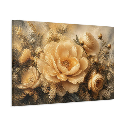Side Mockup 2. Champagne Peony Bouquet shown as canvas print