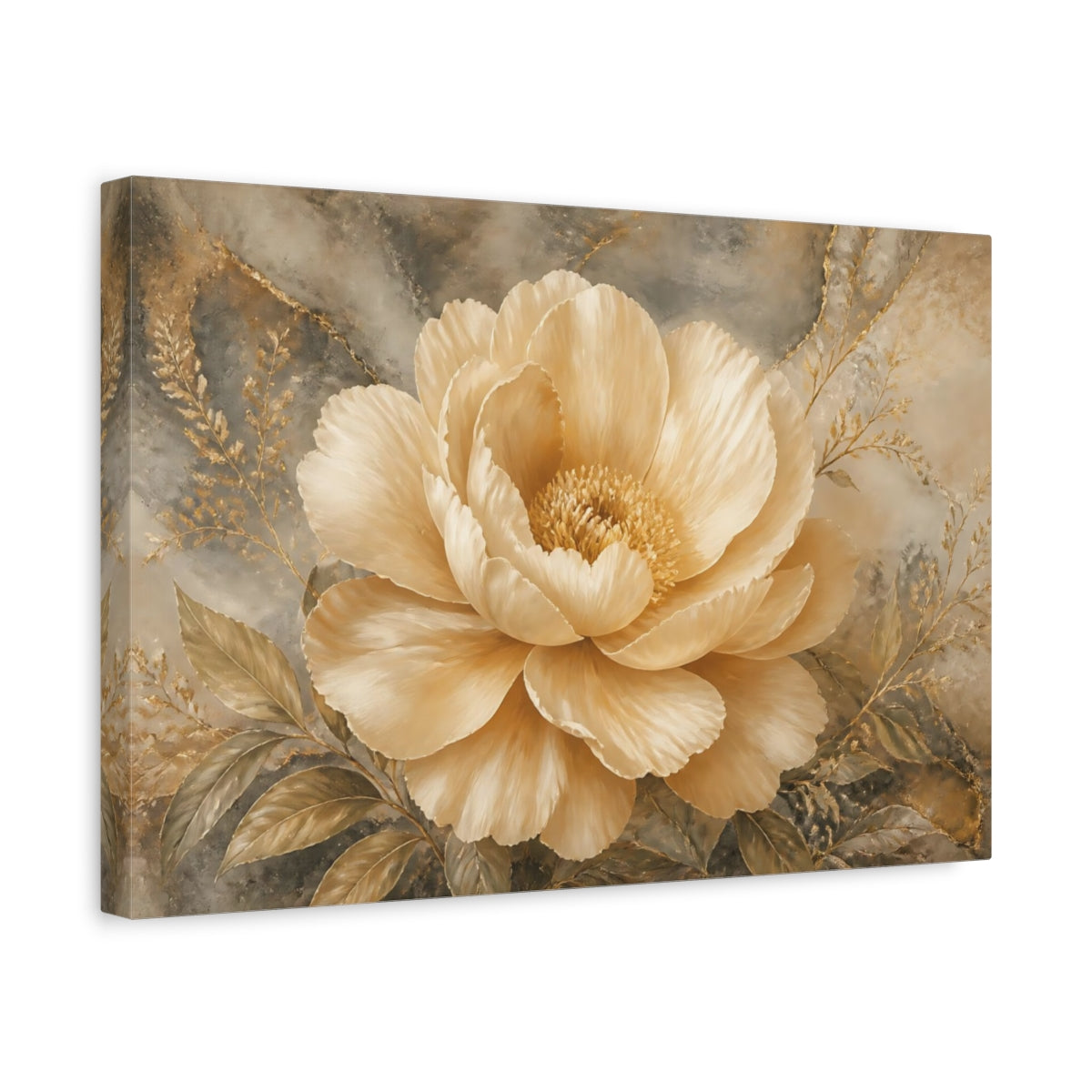 Side Mockup 4. Champagne Peony Elegance shown as canvas print