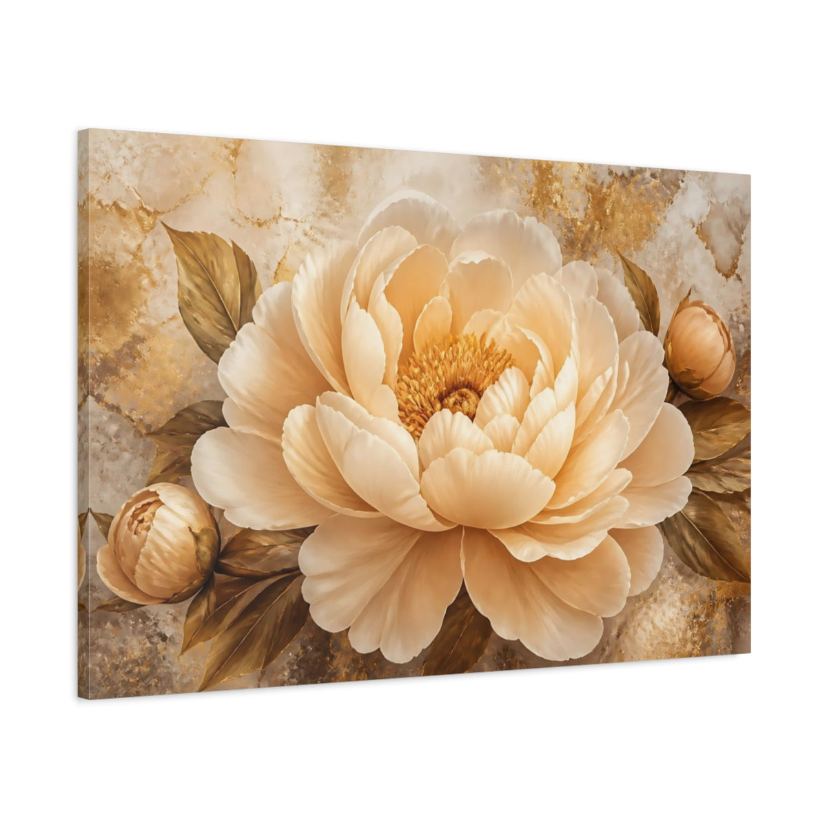 Main Mockup. Champagne Peony Flower shown as canvas print