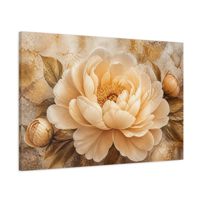 Main Mockup. Champagne Peony Flower shown as canvas print