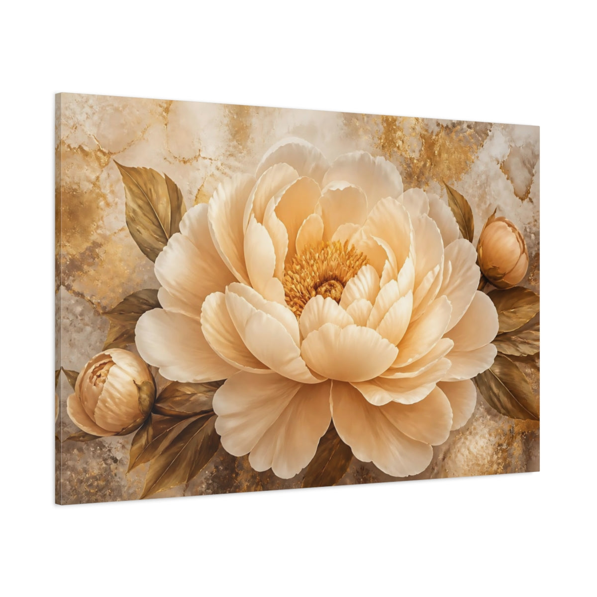 Side Mockup 1. Champagne Peony Flower shown as canvas print