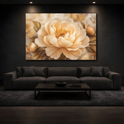 Mockup 3. Champagne Peony Flower shown as canvas print
