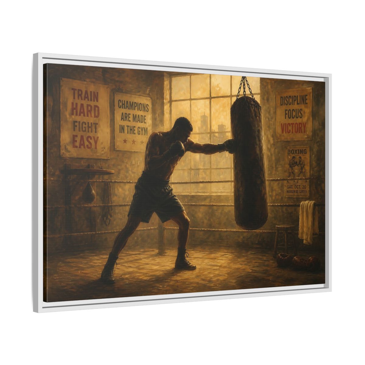 Side Mockup 9. Champion Training Session shown as framed canvas print