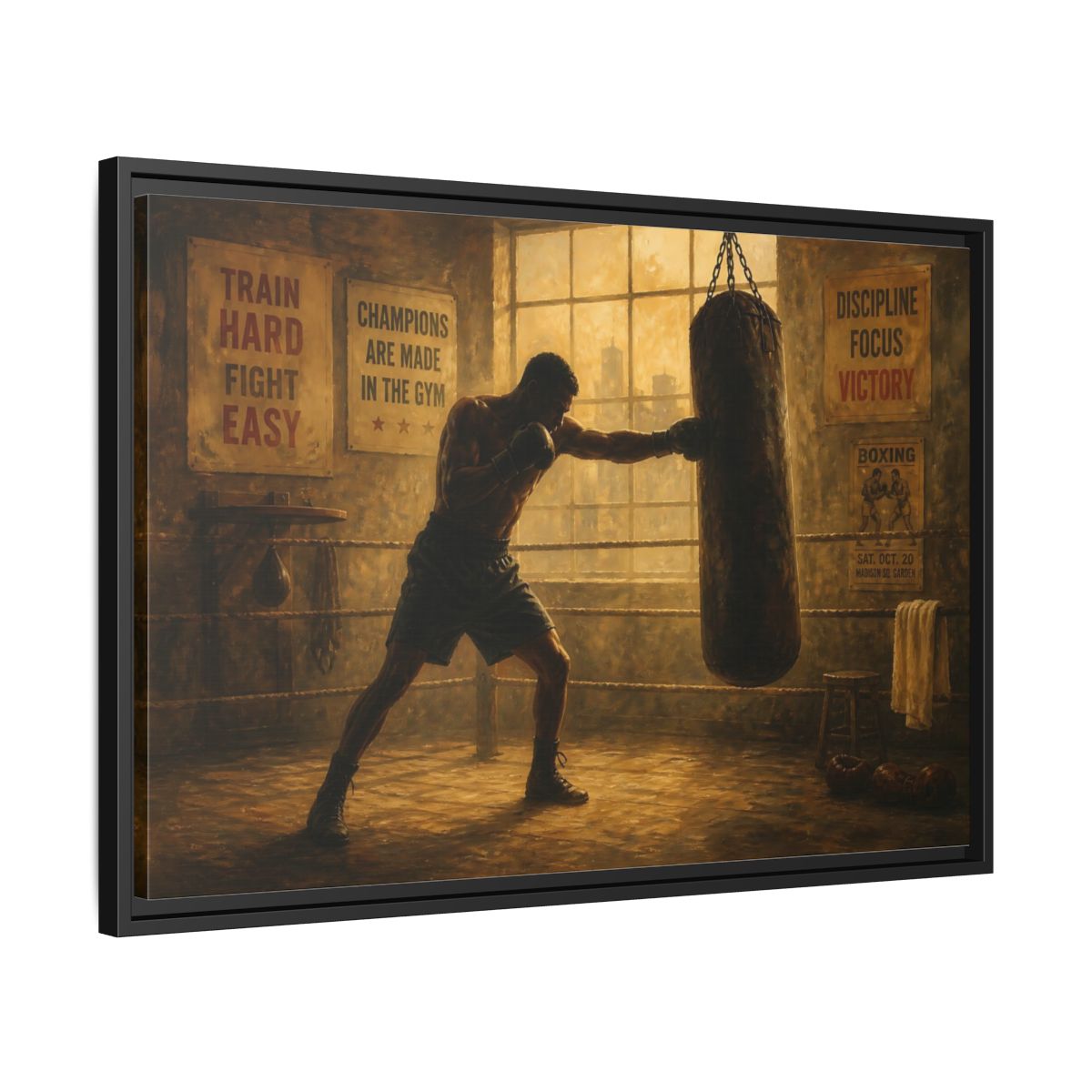 Side Mockup 14. Champion Training Session shown as framed canvas print