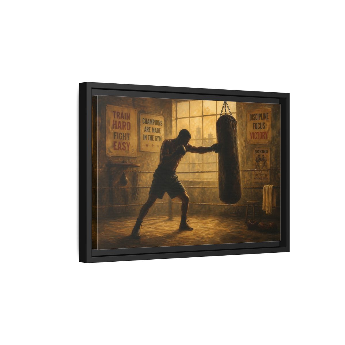 Side Mockup 6. Champion Training Session shown as framed canvas print