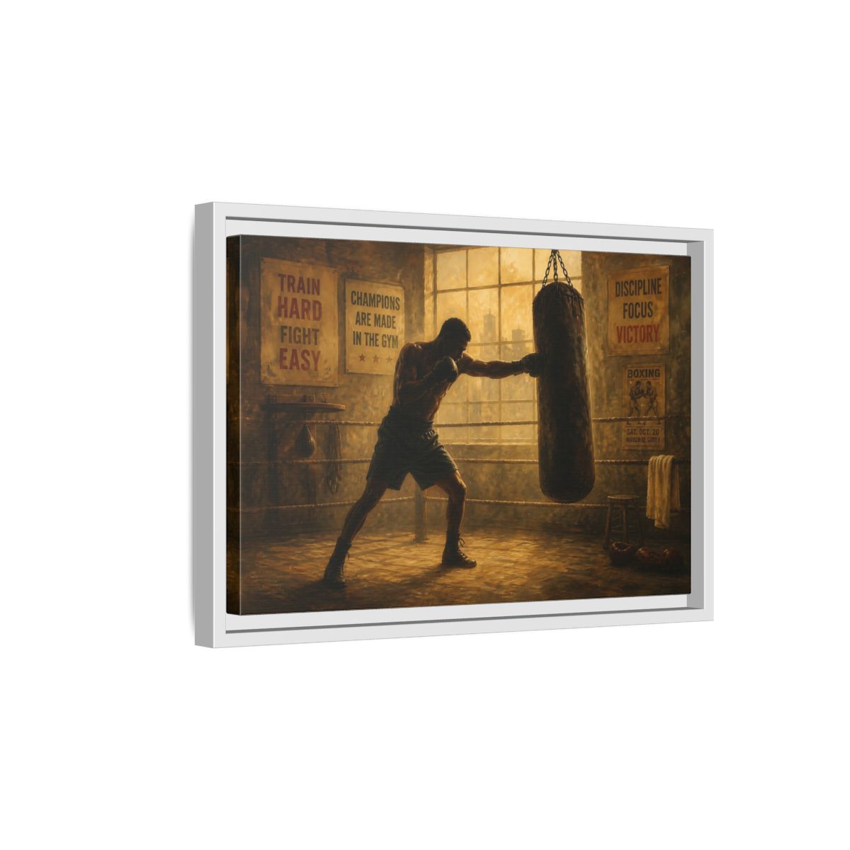 Side Mockup 4. Champion Training Session shown as framed canvas print
