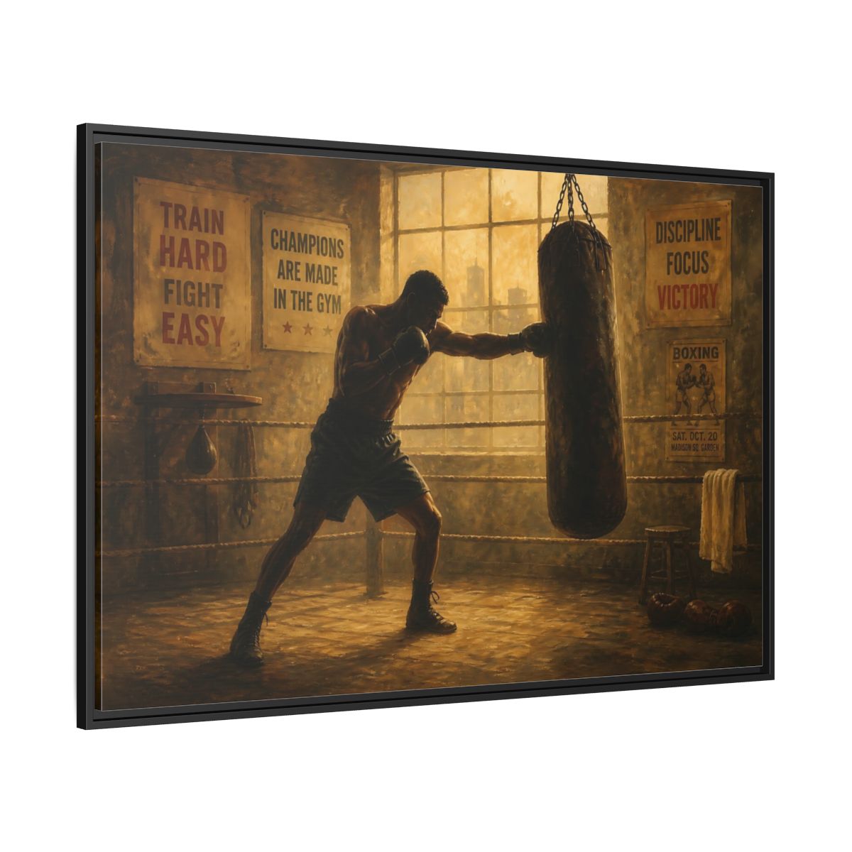 Side Mockup 12. Champion Training Session shown as framed canvas print