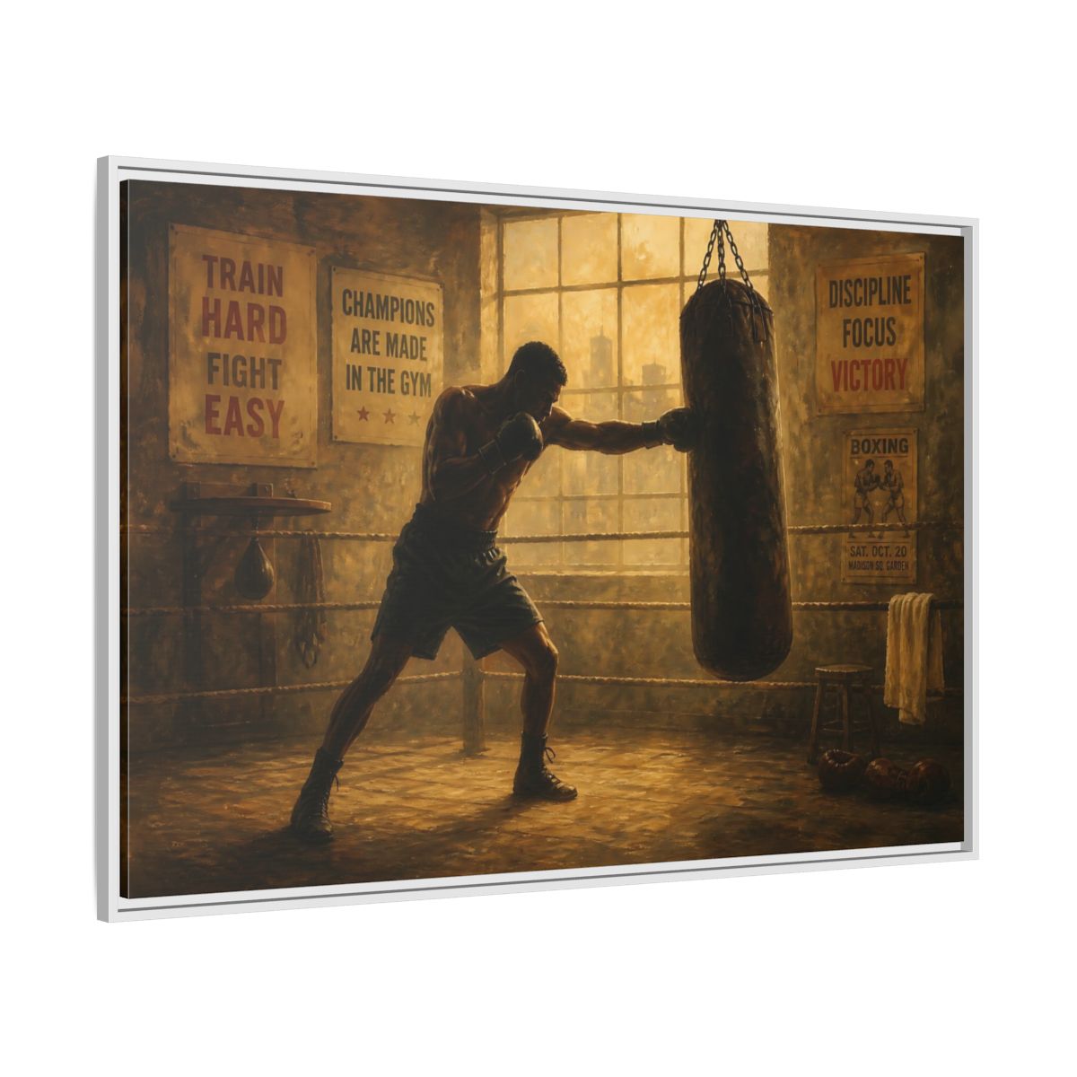 Side Mockup 7. Champion Training Session shown as framed canvas print