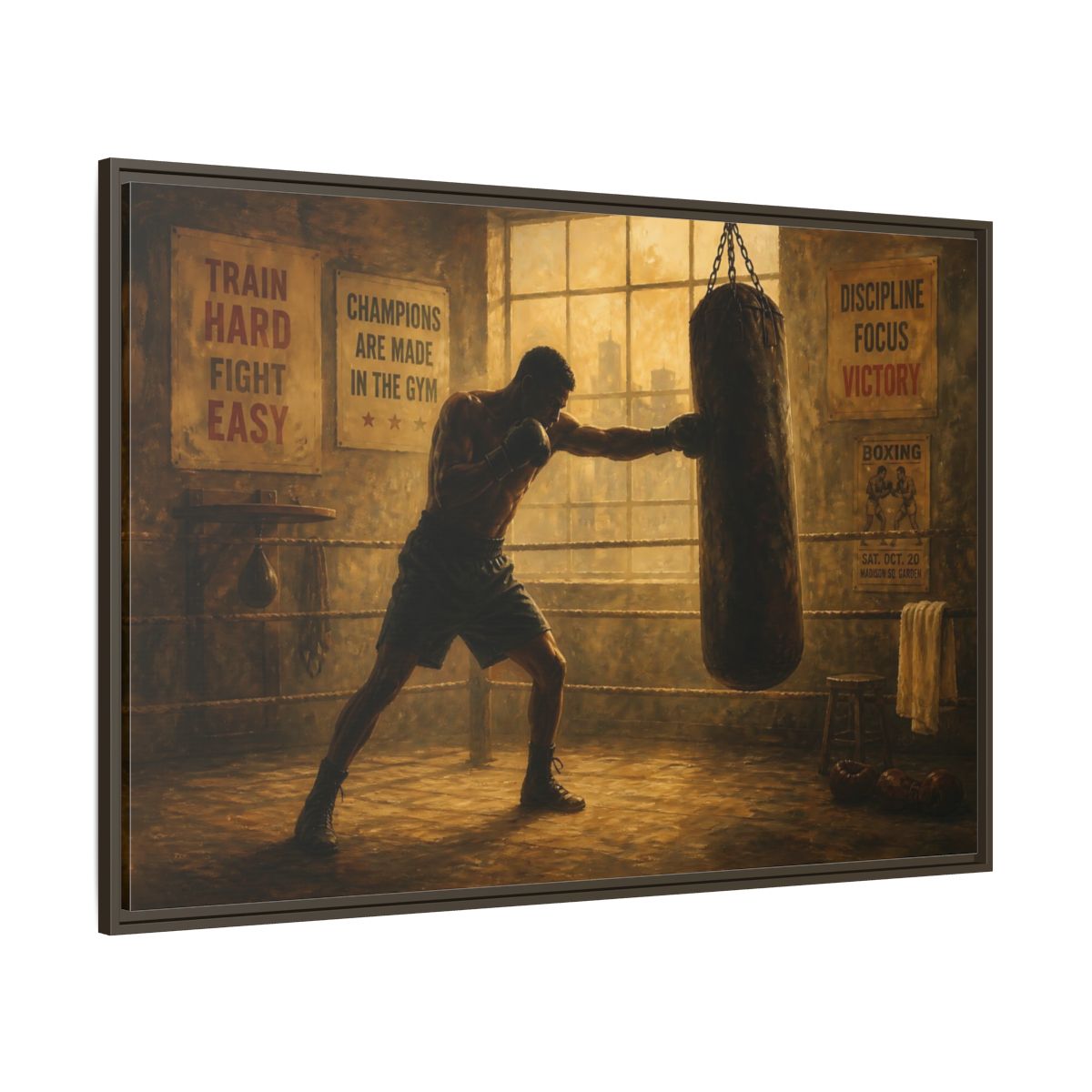 Side Mockup 8. Champion Training Session shown as framed canvas print