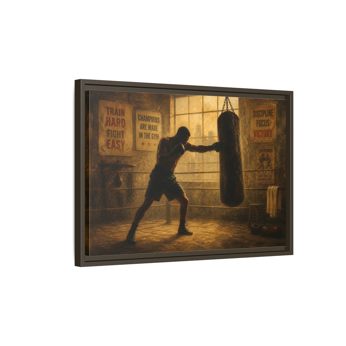 Side Mockup 2. Champion Training Session shown as framed canvas print