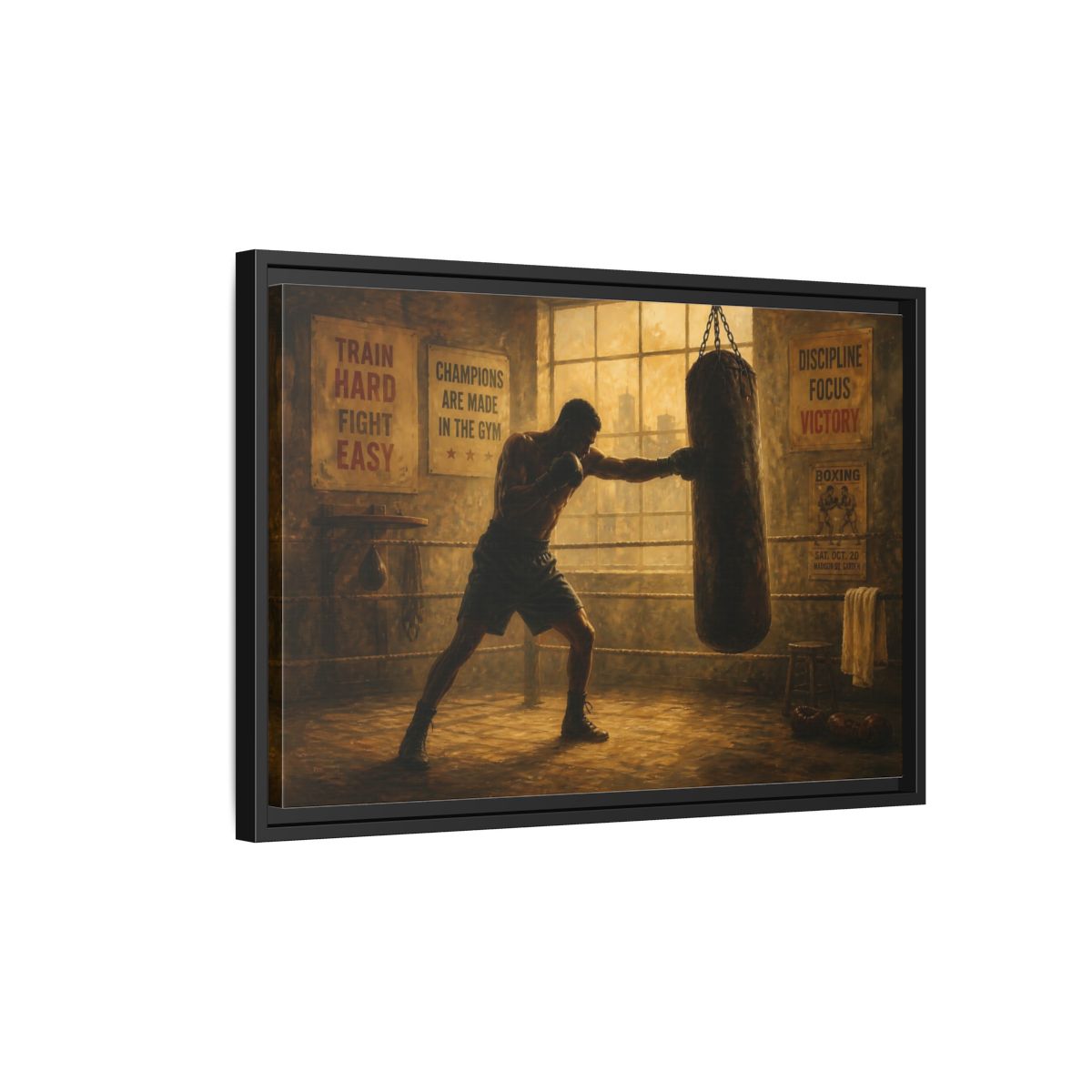 Side Mockup 3. Champion Training Session shown as framed canvas print