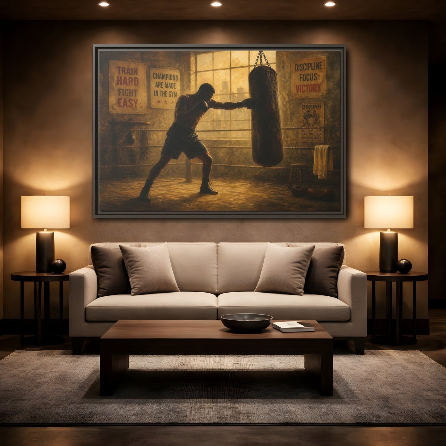 Mockup 2. Champion Training Session shown as framed canvas print