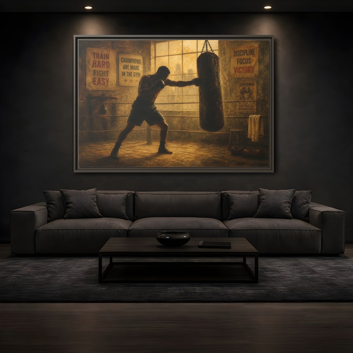 Mockup 3. Champion Training Session shown as framed canvas print