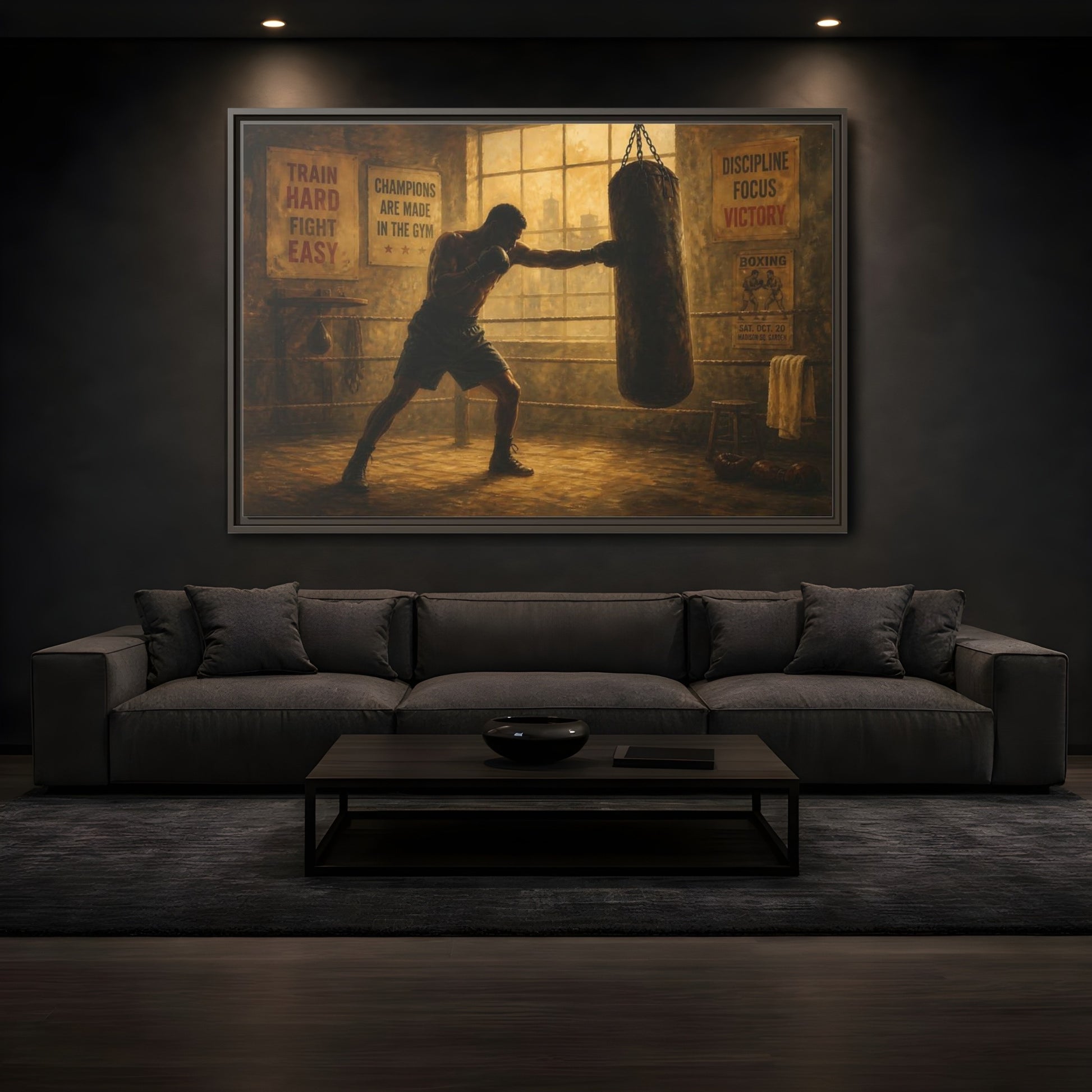 Mockup 3. Champion Training Session shown as framed canvas print