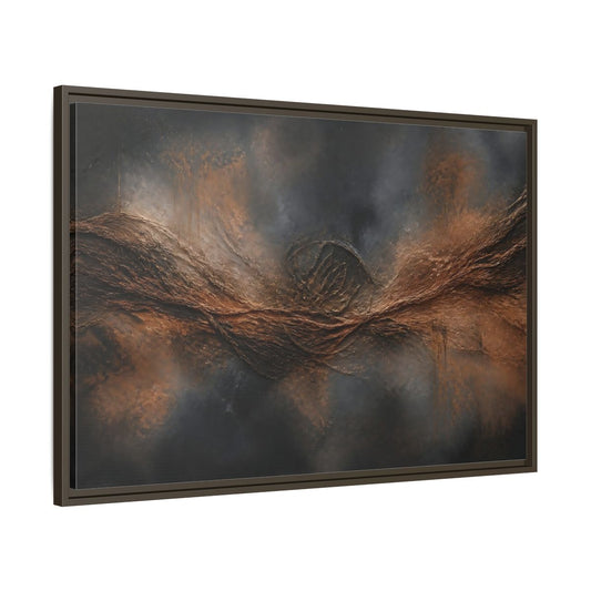 Main Mockup. Charcoal Copper Wave shown as framed canvas print