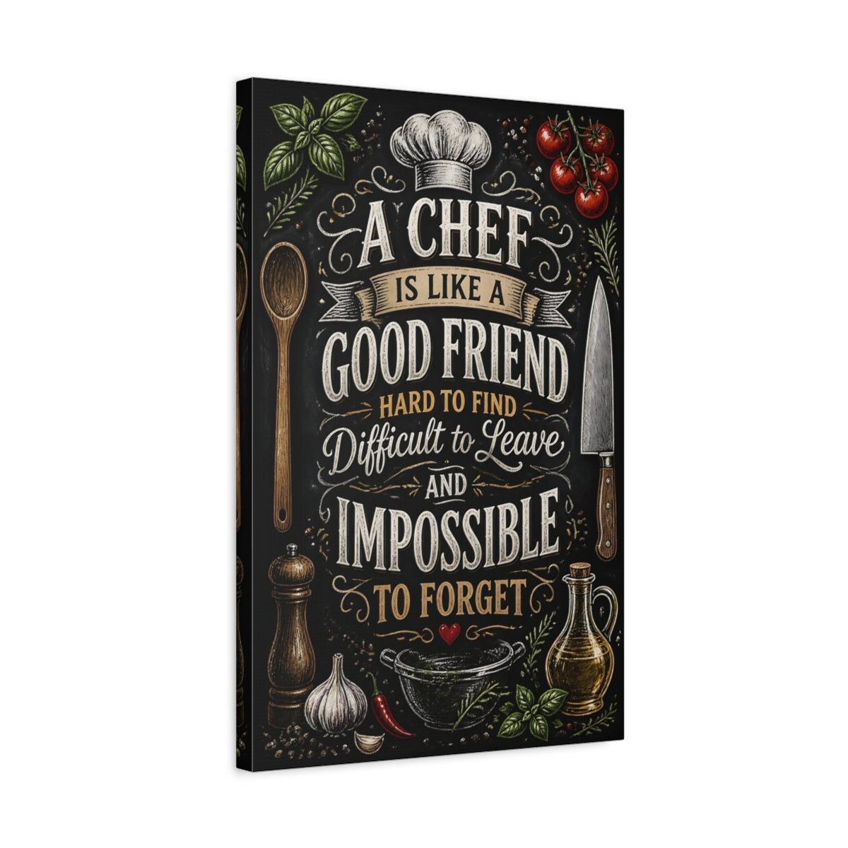 Side Mockup 3. Chef Quote Chalkboard Art shown as canvas print