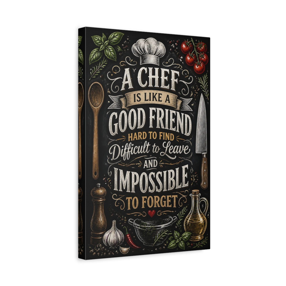 Side Mockup 4. Chef Quote Chalkboard Art shown as canvas print
