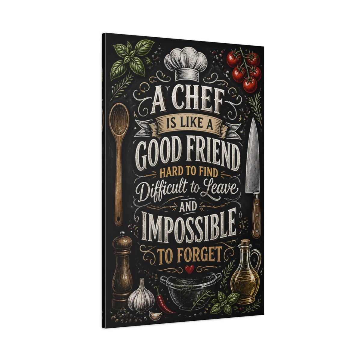 Side Mockup 1. Chef Quote Chalkboard Art shown as canvas print