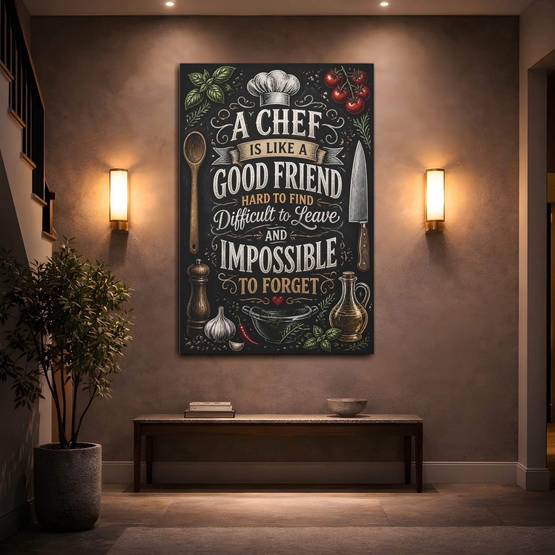 Mockup 2. Chef Quote Chalkboard Art shown as canvas print
