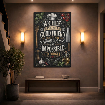 Mockup 2. Chef Quote Chalkboard Art shown as canvas print