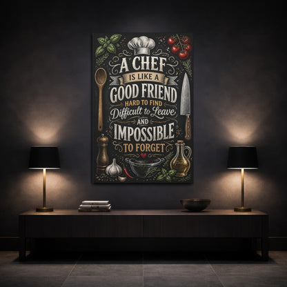 Mockup 3. Chef Quote Chalkboard Art shown as canvas print