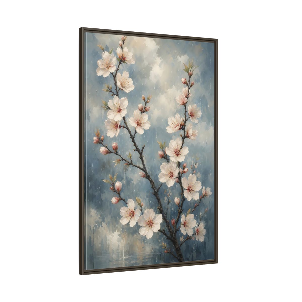 Side Mockup 8. Cherry Blossom Branch shown as framed canvas print