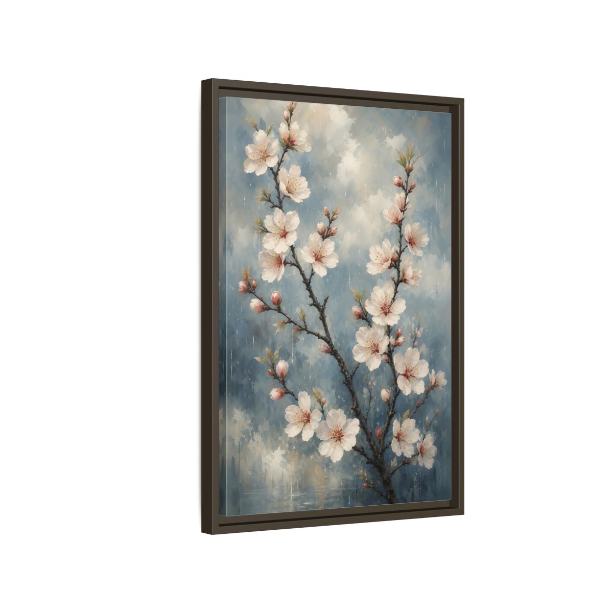 Side Mockup 2. Cherry Blossom Branch shown as framed canvas print