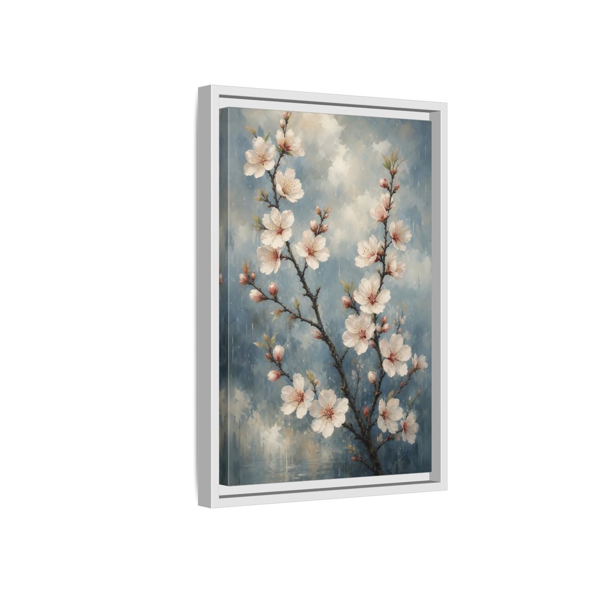 Side Mockup 4. Cherry Blossom Branch shown as framed canvas print