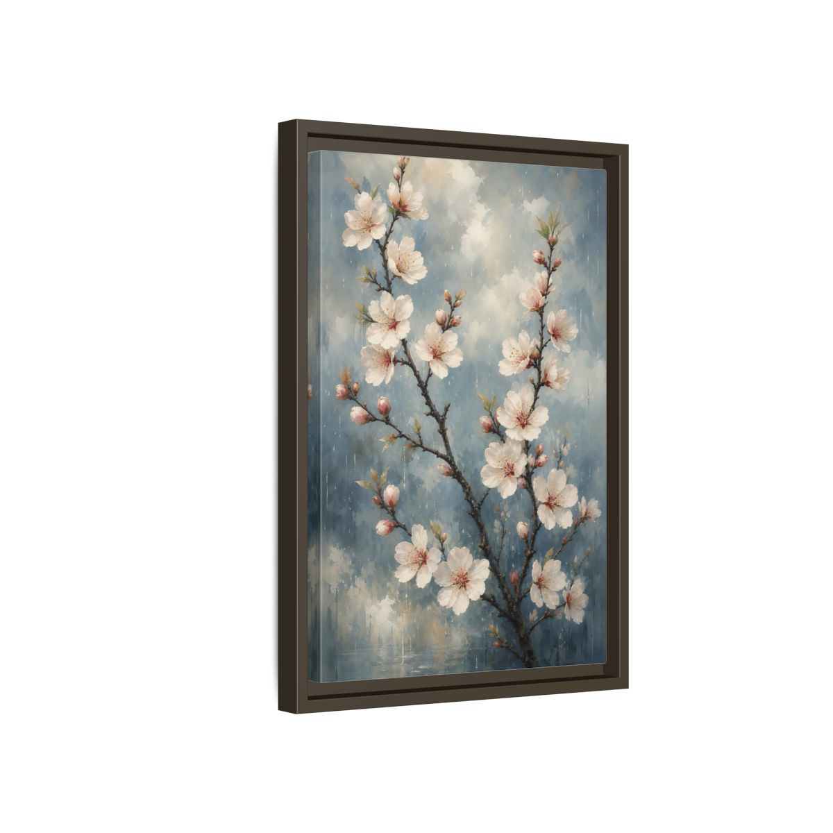 Side Mockup 5. Cherry Blossom Branch shown as framed canvas print
