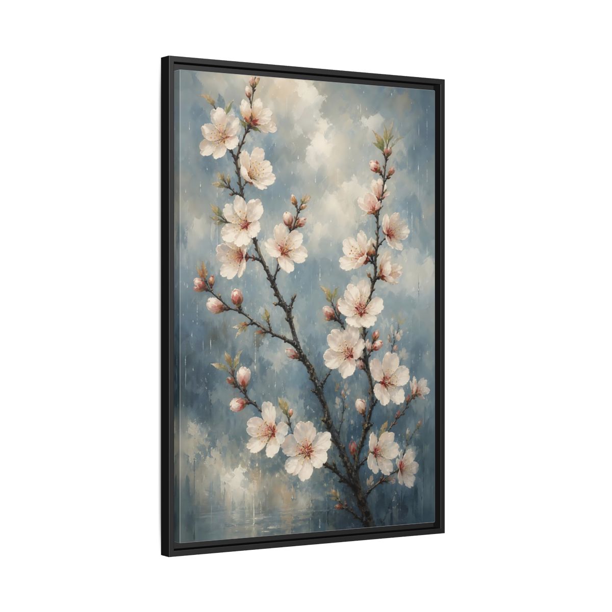 Side Mockup 13. Cherry Blossom Branch shown as framed canvas print