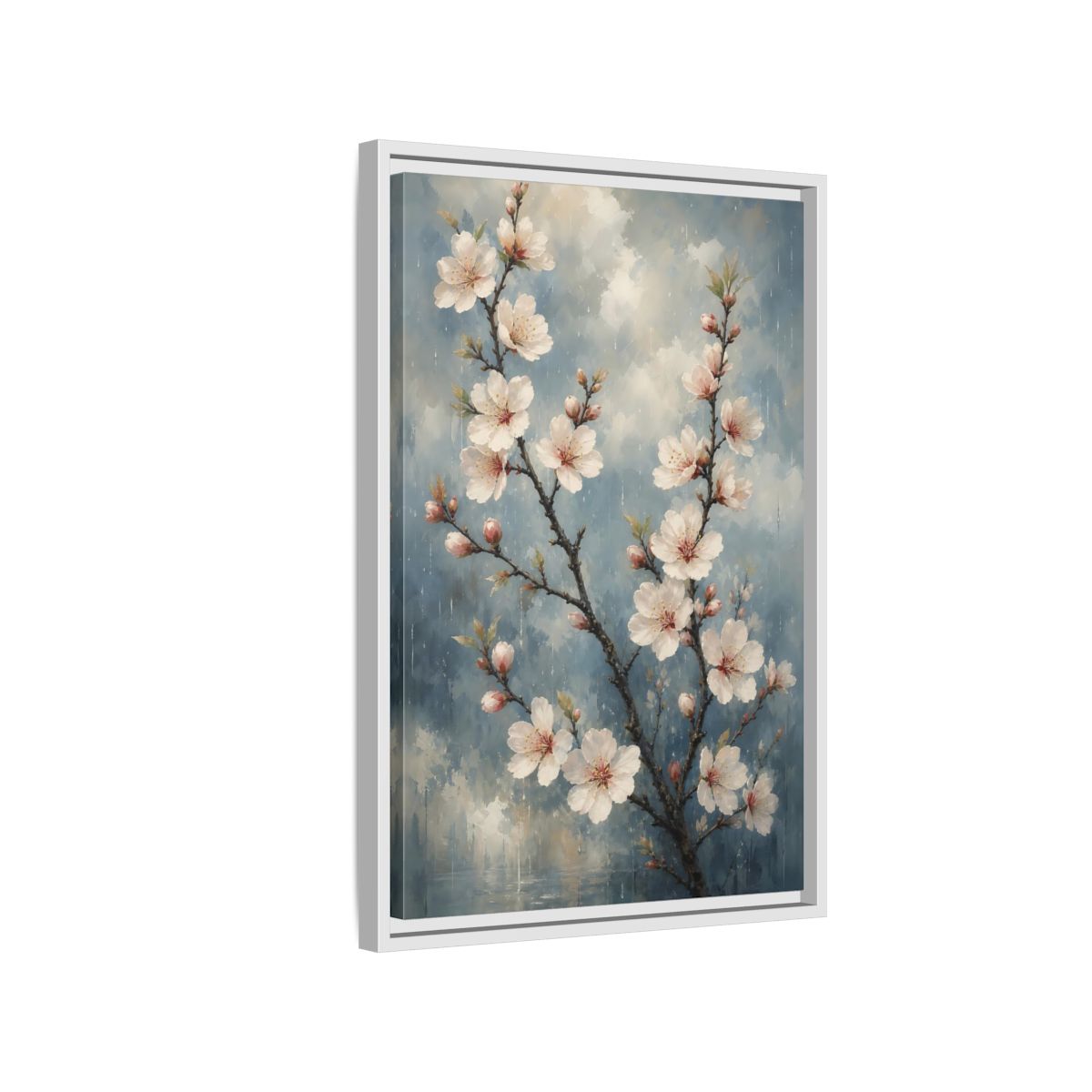 Side Mockup 1. Cherry Blossom Branch shown as framed canvas print