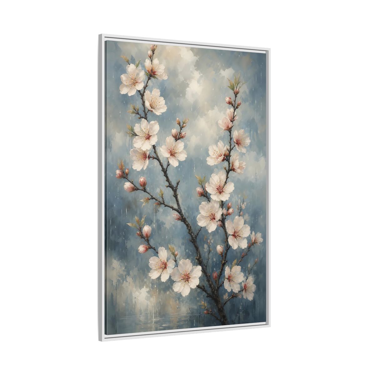 Side Mockup 7. Cherry Blossom Branch shown as framed canvas print