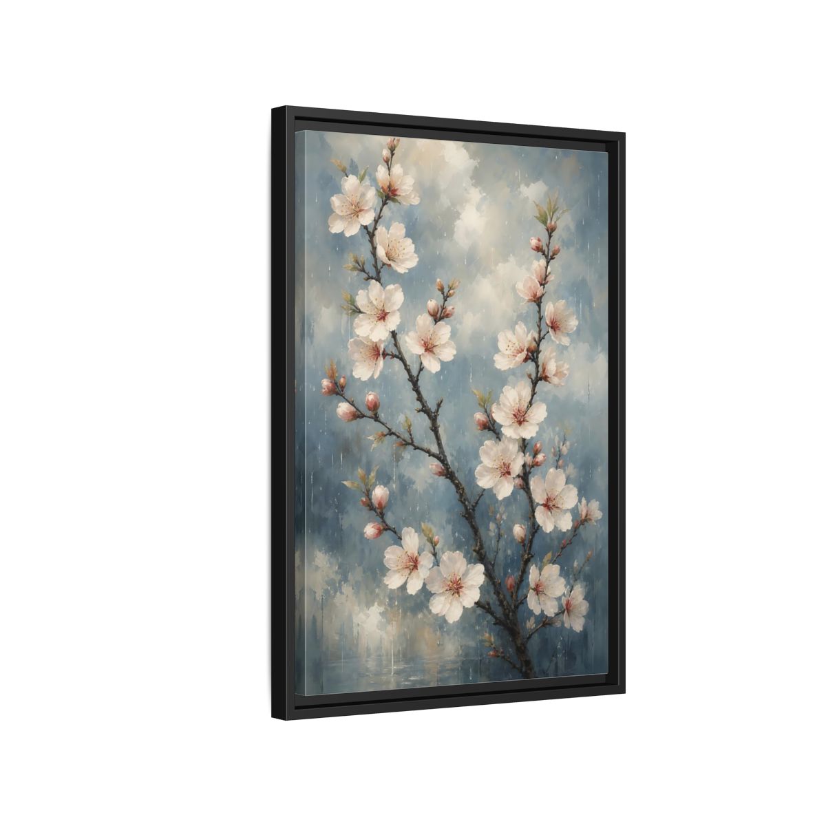 Side Mockup 3. Cherry Blossom Branch shown as framed canvas print