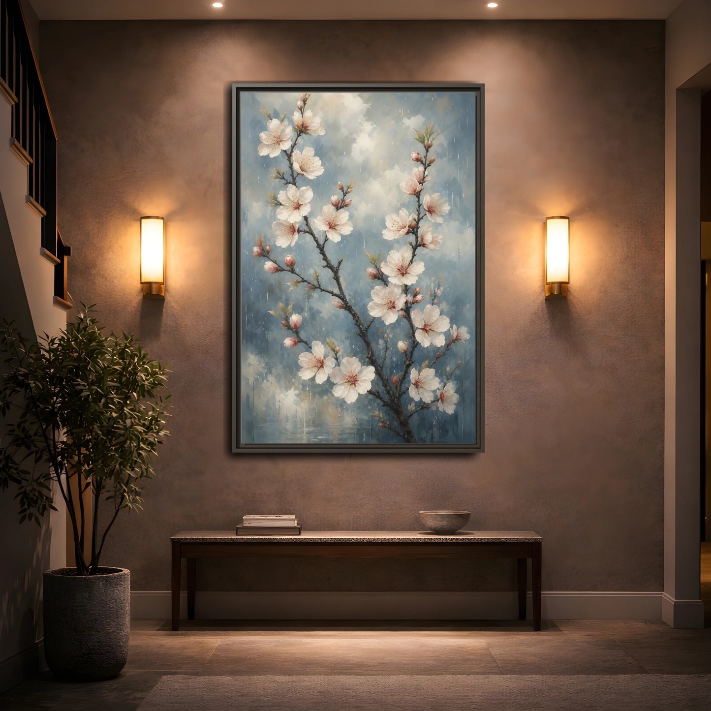 Mockup 2. Cherry Blossom Branch shown as framed canvas print