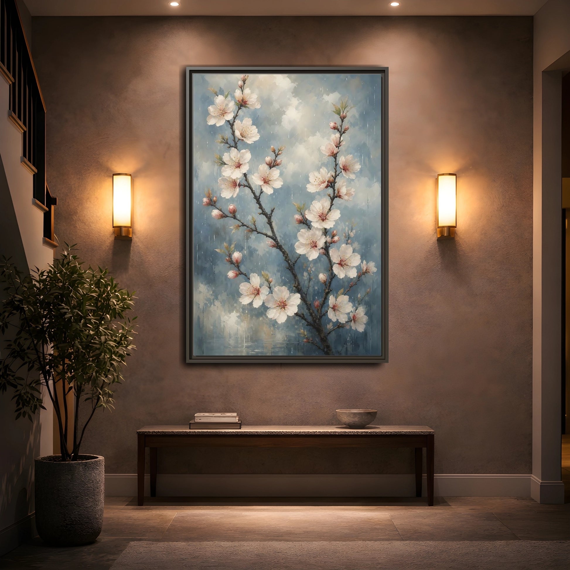 Mockup 2. Cherry Blossom Branch shown as framed canvas print