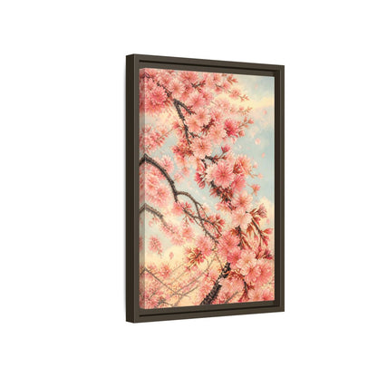 Side Mockup 5. Cherry Blossom Breeze shown as framed canvas print