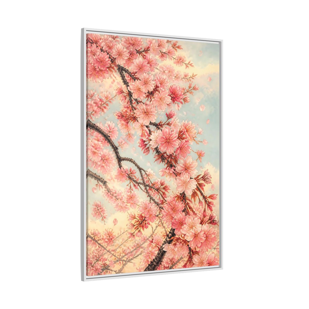 Side Mockup 7. Cherry Blossom Breeze shown as framed canvas print