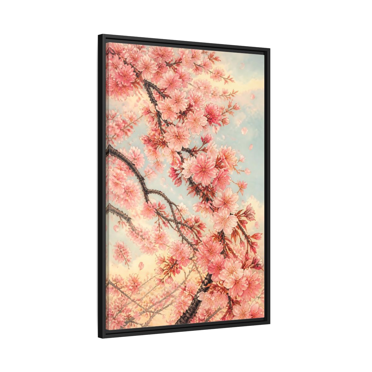 Side Mockup 13. Cherry Blossom Breeze shown as framed canvas print