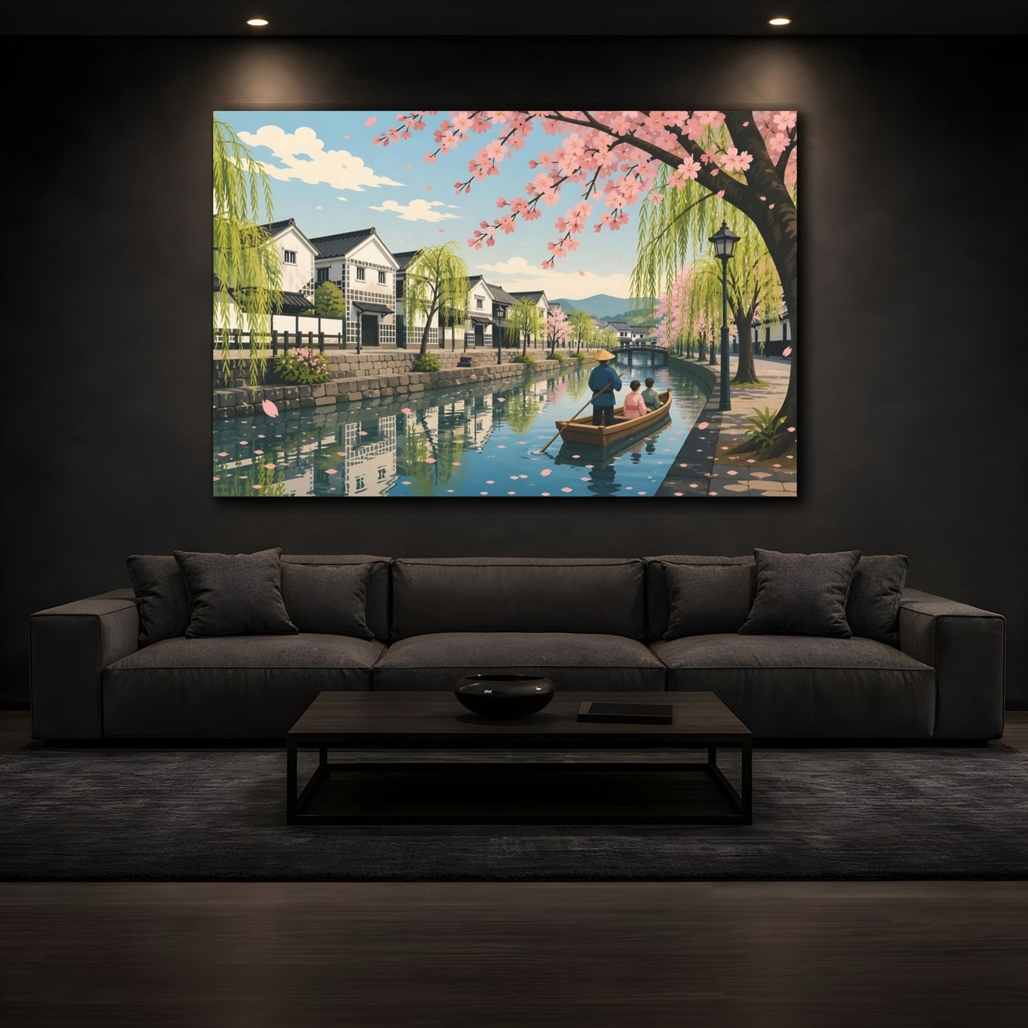 Mockup 3. Cherry Blossom Canal Ride shown as canvas print