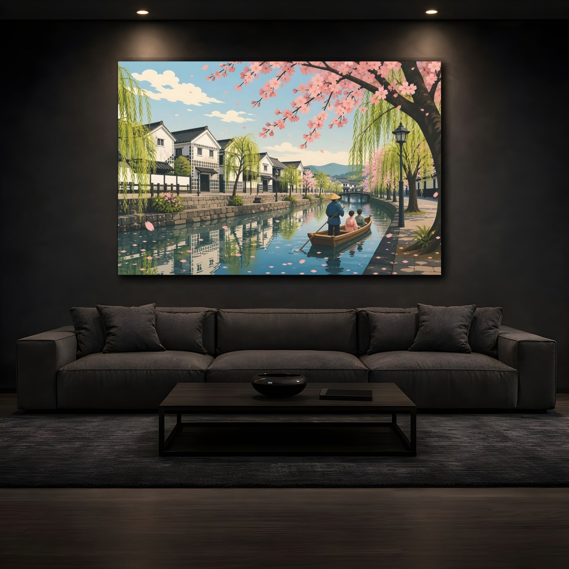 Mockup 3. Cherry Blossom Canal Ride shown as canvas print