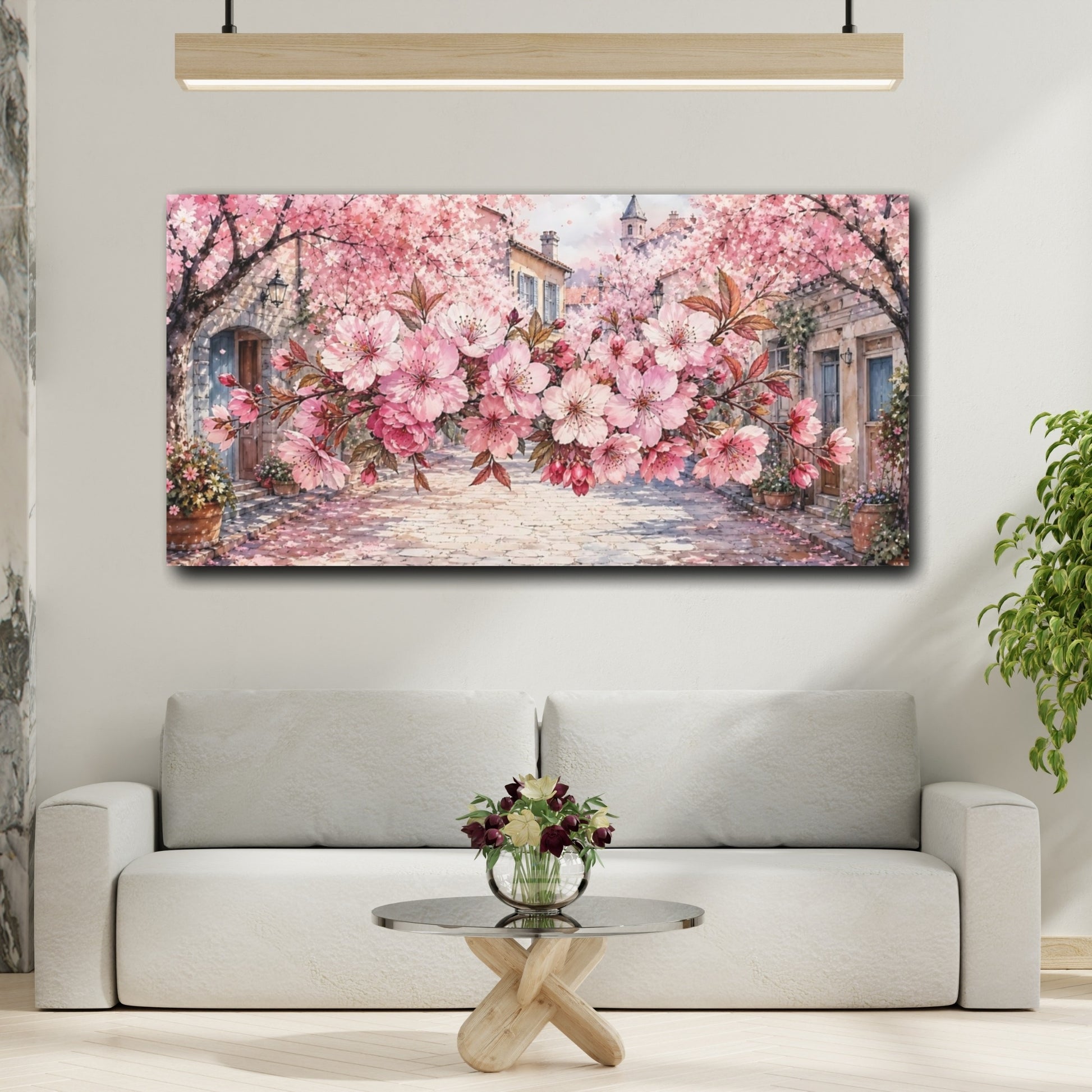 Mockup 2. Cherry Blossom Lane shown as canvas print